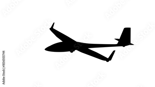 Single black airplane silhouette, isolated on white background