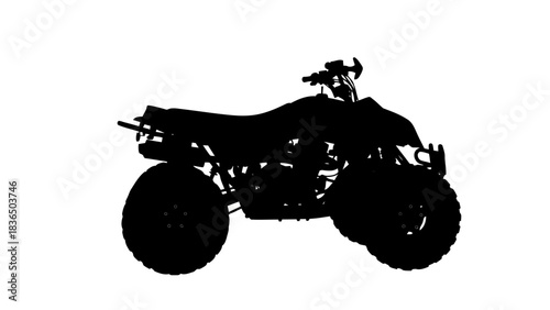Black ATV silhouette isolated on white background