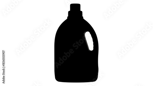 Single black bottle silhouette, isolated on white background