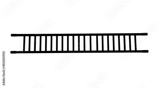 Set of sixteen black and white railway tracks, isolated on white background with sharp studio lighting