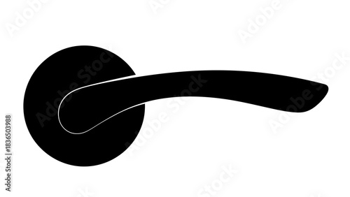 Single black door handle silhouette, isolated on white background
