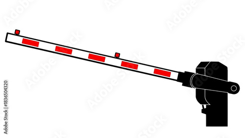 Three red warning barrier barriers isolated on white background with sharp studio lighting