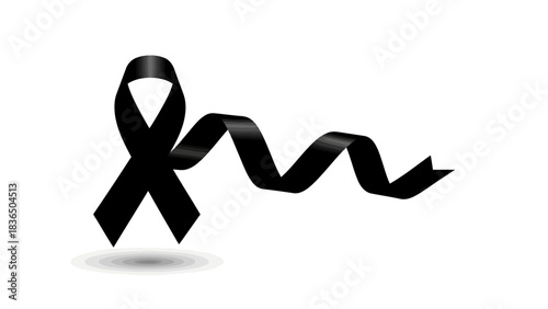 Black ribbon silhouette isolated on white background