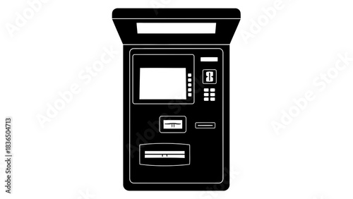 Black ATM machine vector isolated on white background