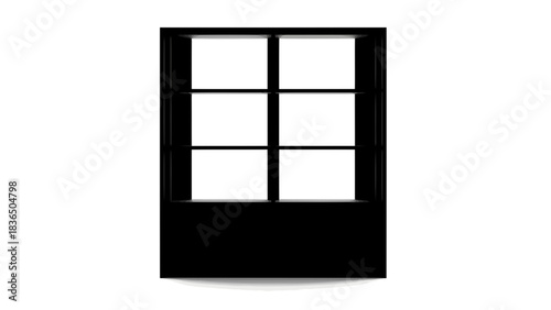 Black window silhouette isolated on white background