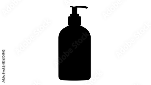 Single black soap dispenser silhouette, isolated on white background