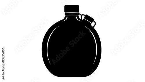 Single black flask silhouette isolated on white background