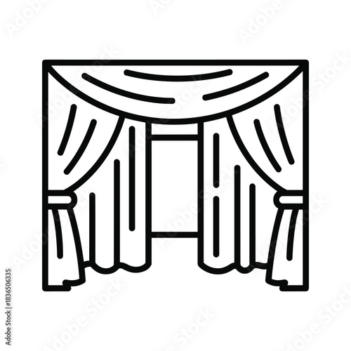 Window Curtains Line Art Icon