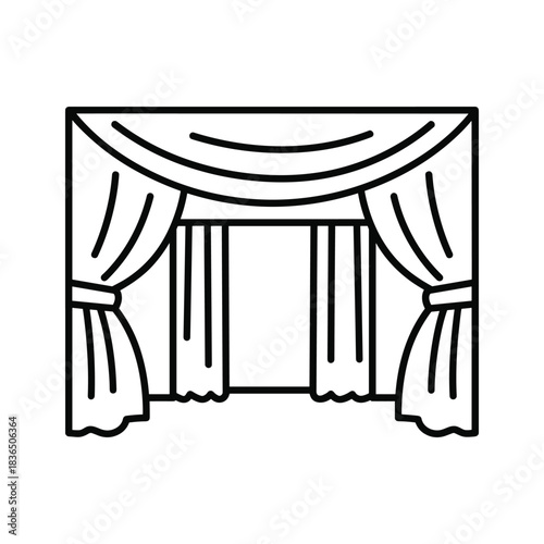 Theater stage with open curtains and empty space