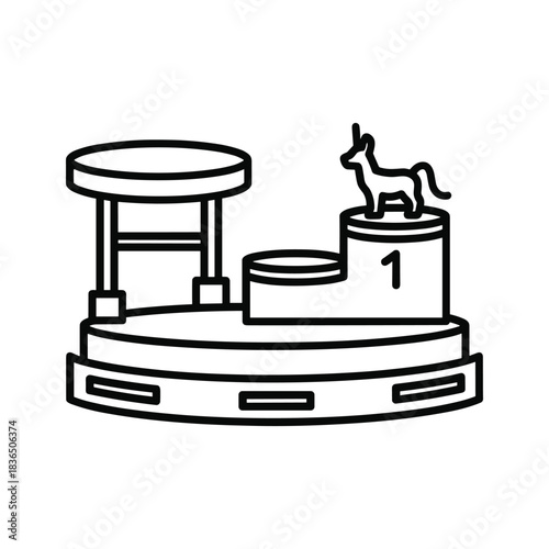 Unicorn trophy on winner's stand first place icon