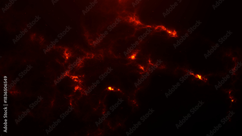 Fototapeta premium Burning smoke clouds with glowing embers and fiery streaks creating a catastrophic and sizzling look. Perfect overlay texture for action scenes and intense visual drama.