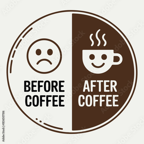 Before Coffee After Coffee Funny Mood Badge T Shirt Design