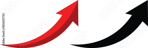 Red and black upward curving arrows symbolizing growth and progress Vector