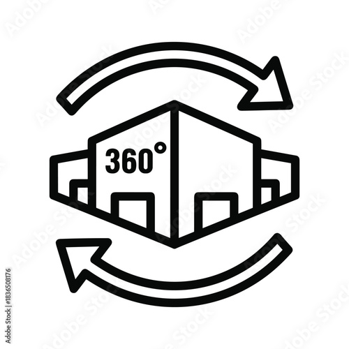360 Degree Panoramic View Icon for Virtual Reality and Immersive Experience