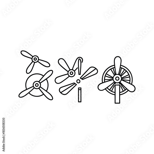 Propeller and Fan Line Art Icons Collection