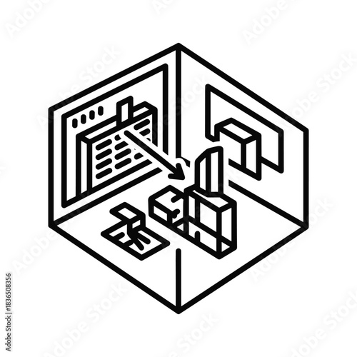 Isometric Data Processing Room with Hardware Components
