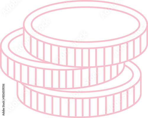 Pink stack of coins icon PNG transparent background