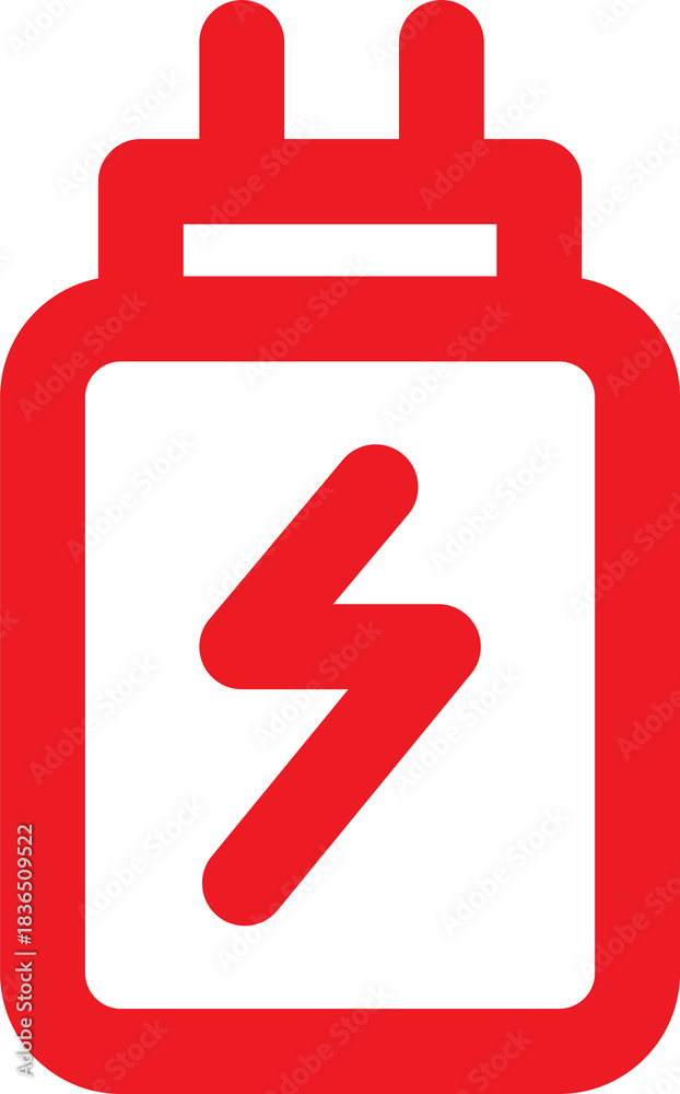 Obraz premium Red battery charging icon PNG transparent background