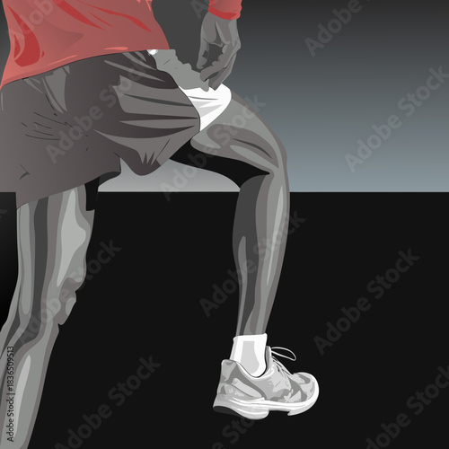 Runner adjusting shorts before a race