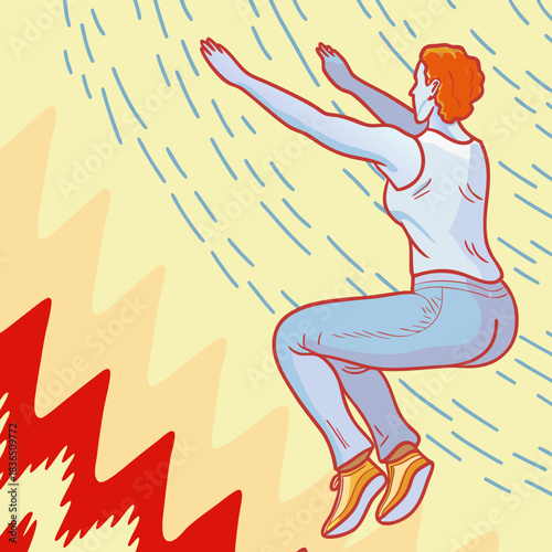 Woman in mid air during a dynamic exercise or dance move