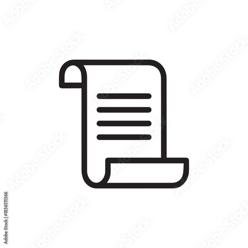 Document Icon with Rolled Edges and Lines