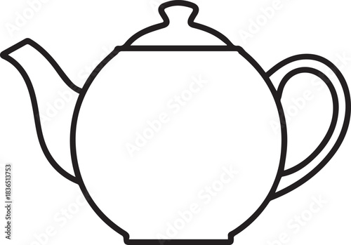 Elegant outline of a classic ceramic teapot for brewing hot tea