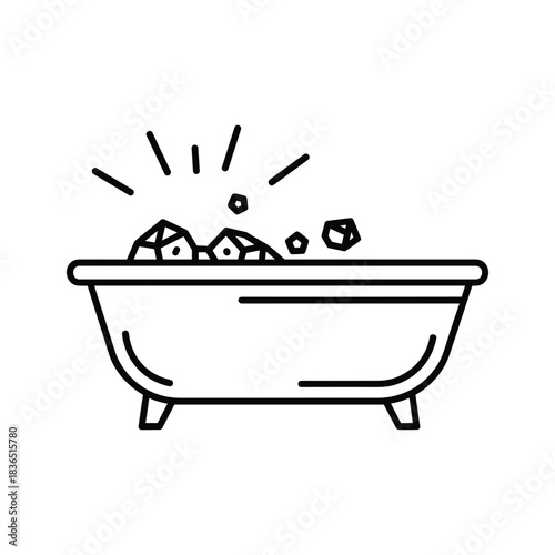 Bathtub with Bath Bombs or Crystals Line Icon
