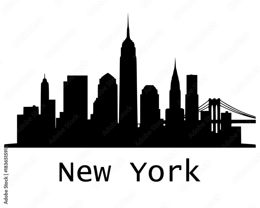 Fototapeta premium NEW YORK USA SKYLINE City Outline Silhouette vector