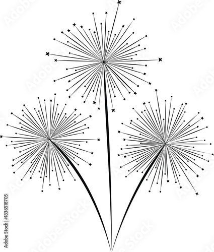 Stylized dandelion flower silhouette abstract graphic