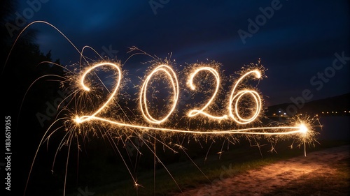 Sparkler light painting of the year 2026