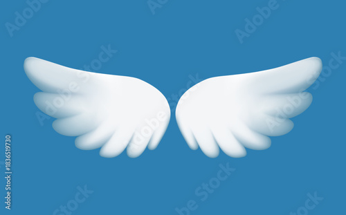 Wings 3D render vector illustration. Angel or bird wings set, Symbol of freedom, speed, creativity, protection, premium