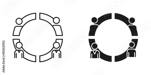 Teamwork circle shows partnership and collaboration with diverse group of people, perfect for business presentations and illustrating company culture