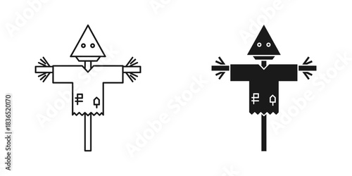 Spooky scarecrow illustrations for Halloween designs and autumn themes, perfect for crafts and educational materials on farms or spooky tales