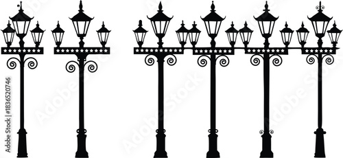 Vector of Lamp post set design 