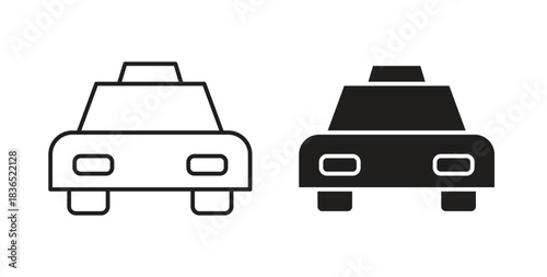 Taxi icon with line and silhouette versions.
