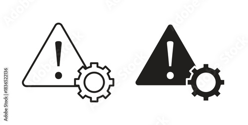 Technical warning icon with line and silhouette versions.