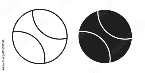 Tennis icon with line and silhouette versions.