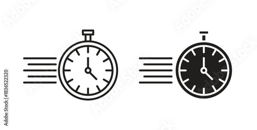 Time fast icon with line and silhouette versions.