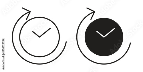 Time forward icon with line and silhouette versions.