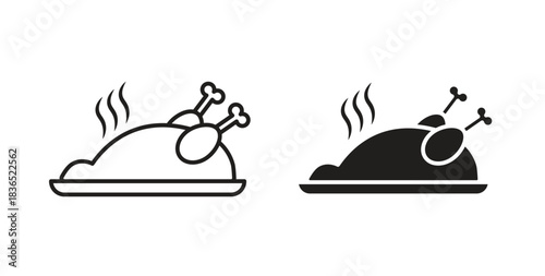 Turkey icon with line and silhouette versions.