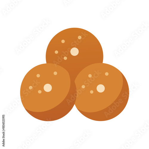 Three Donut Holes Round Pastry Dessert Illustration