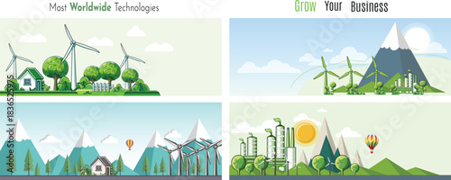 spring banners with grass and flowers vector