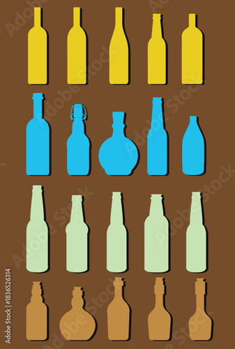 set of different bottles