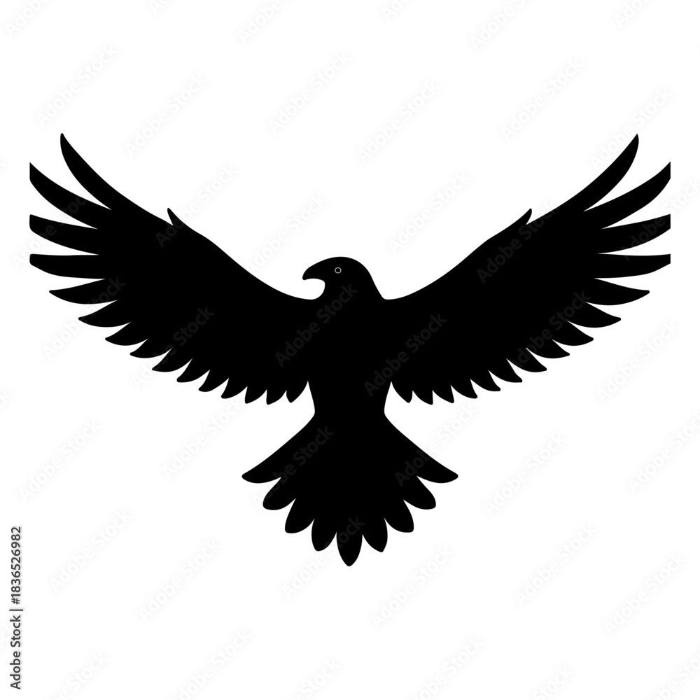 Fototapeta premium Eagle Silhouette with Spread Wings – Powerful Bird of Prey and Wildlife Art