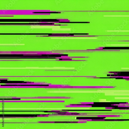 Abstract Glitch Art Background with Horizontal Lines and Vibrant Colors.