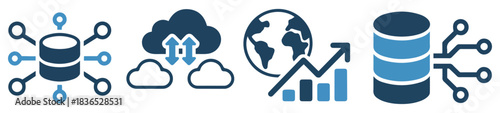 big data server storage icon set