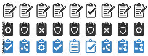 clipboard document line icon set