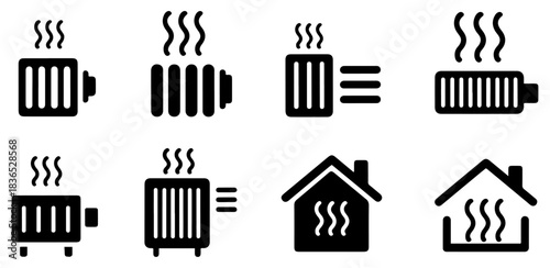 electric heater icon set home