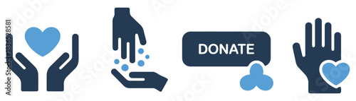 donate charity icon set collection