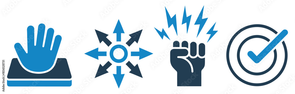 Obraz premium impact effect action icon vector set